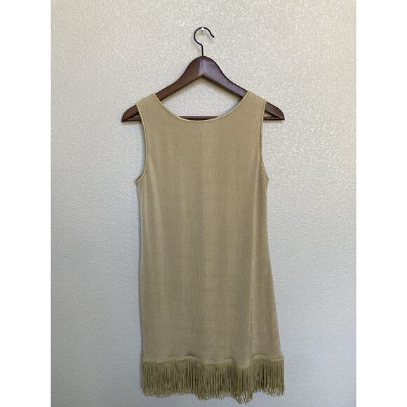 Together gold fringe mini dress size M sleeveless flapper boho vneck cocktail - Picture 4 of 5